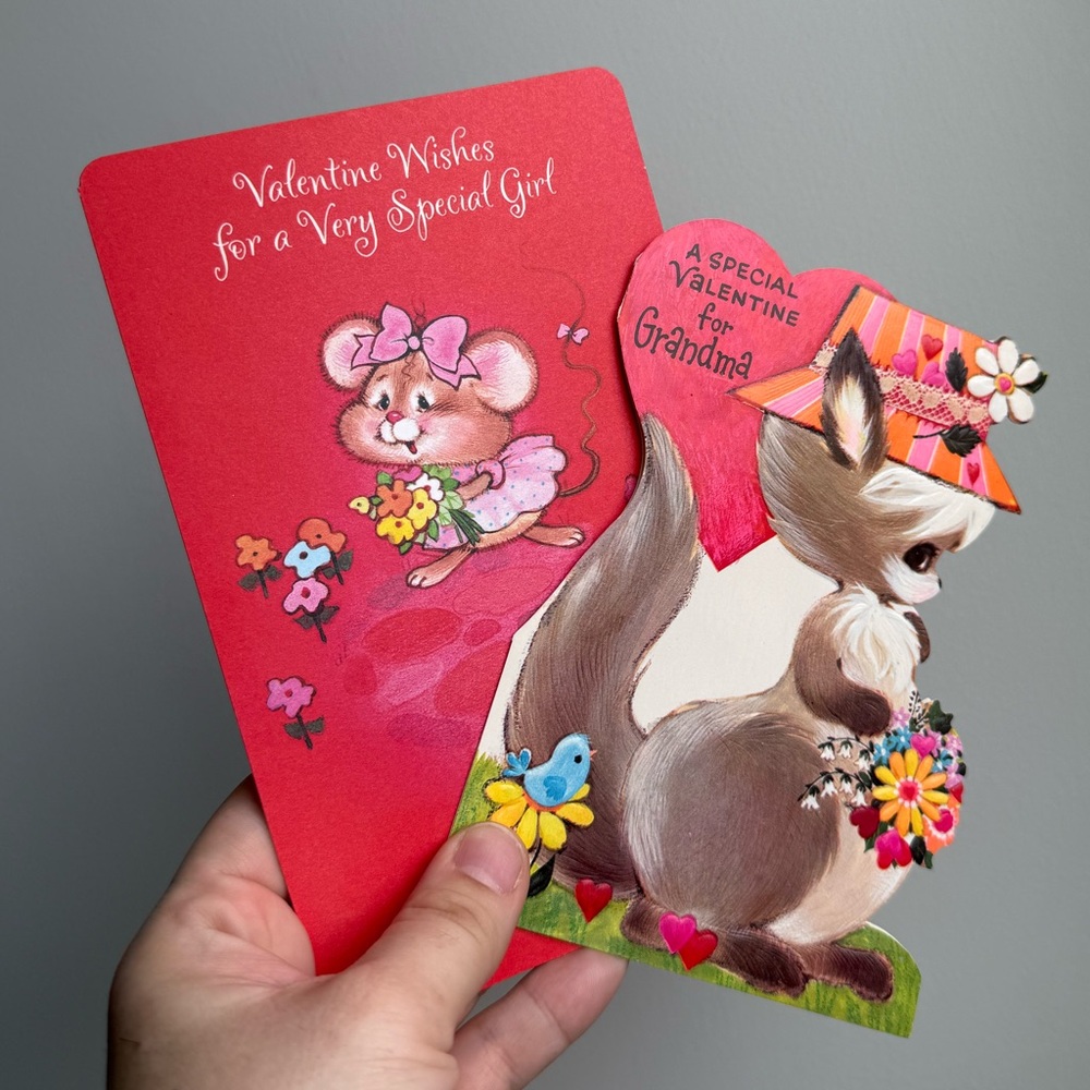 2 Vintage Valentines Day Cards Unused Grandma Ephemera